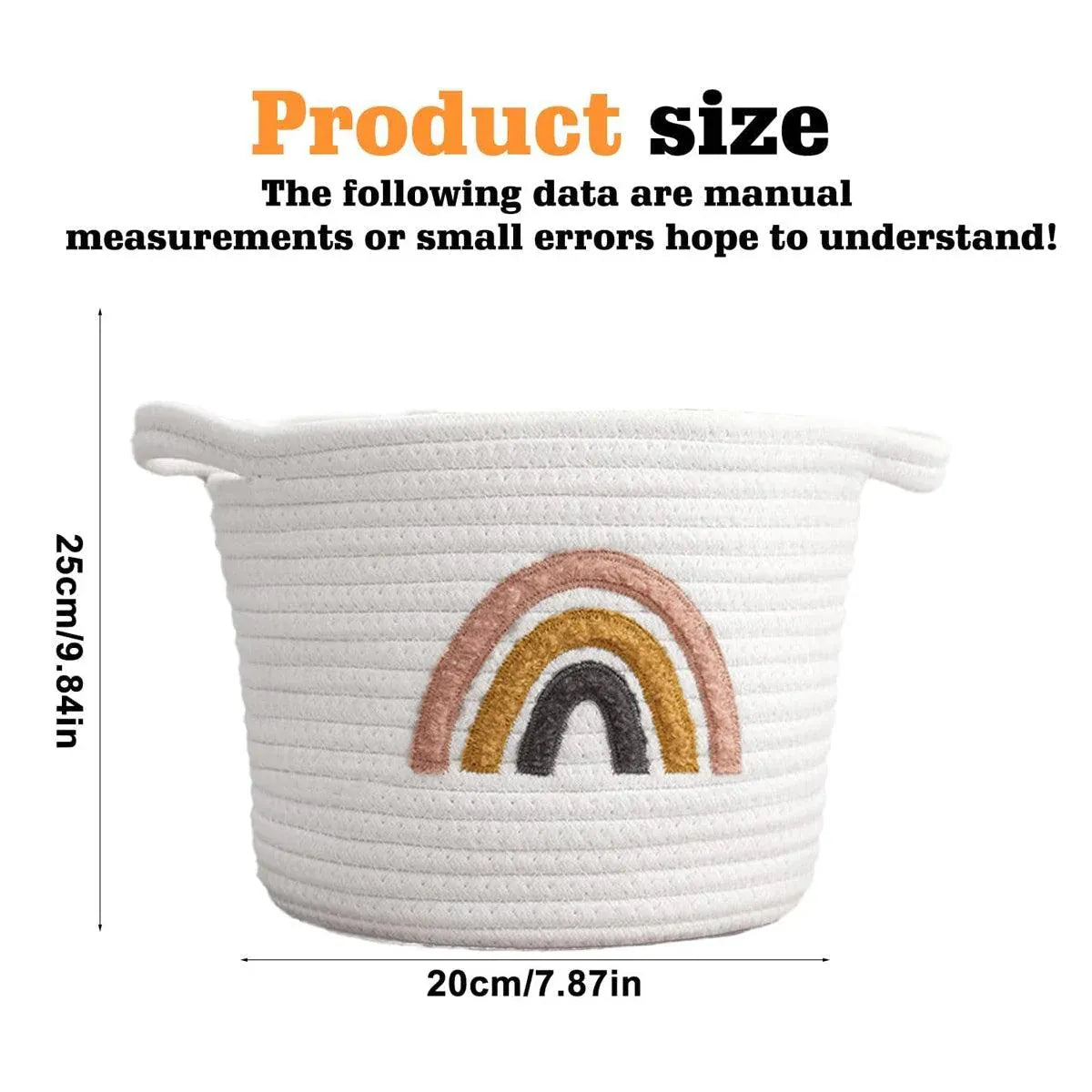 Rainbow Cotton Rope Storage Basket Handheld Desktop Organizer Large Basket — product image 3