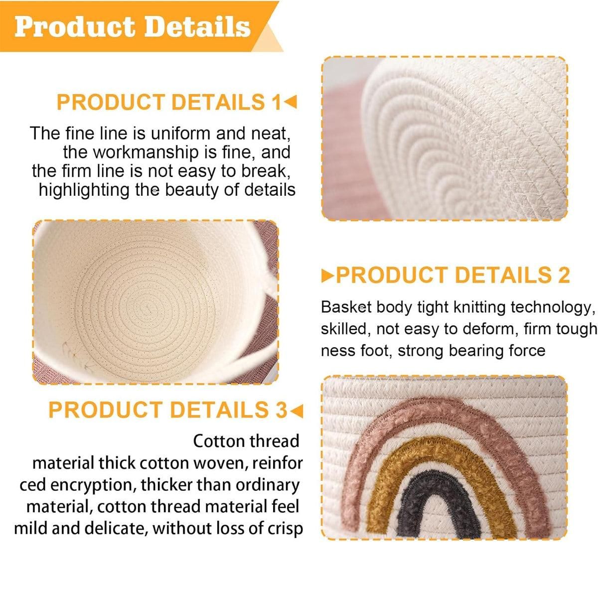 Rainbow Cotton Rope Storage Basket Handheld Desktop Organizer Large Basket — product image 8