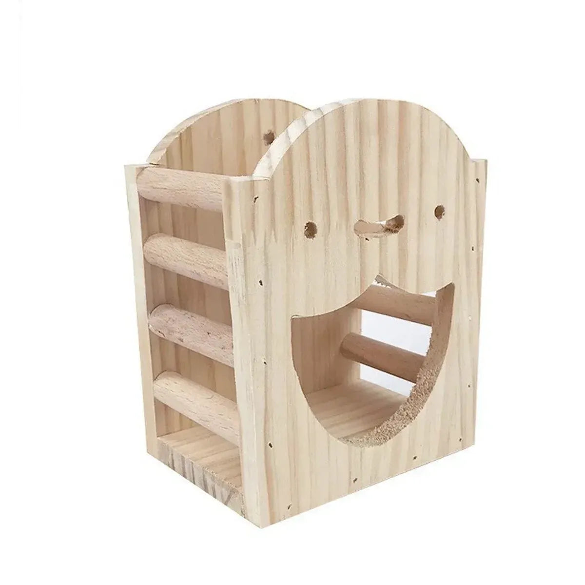 Wooden Rabbit & Guinea Pig Hay Rack with Feeding Bowl - 17 cm