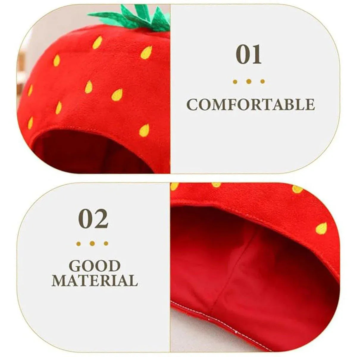 Plush Strawberry Pet Costume Hat – supplier product photograph 4 of 13
