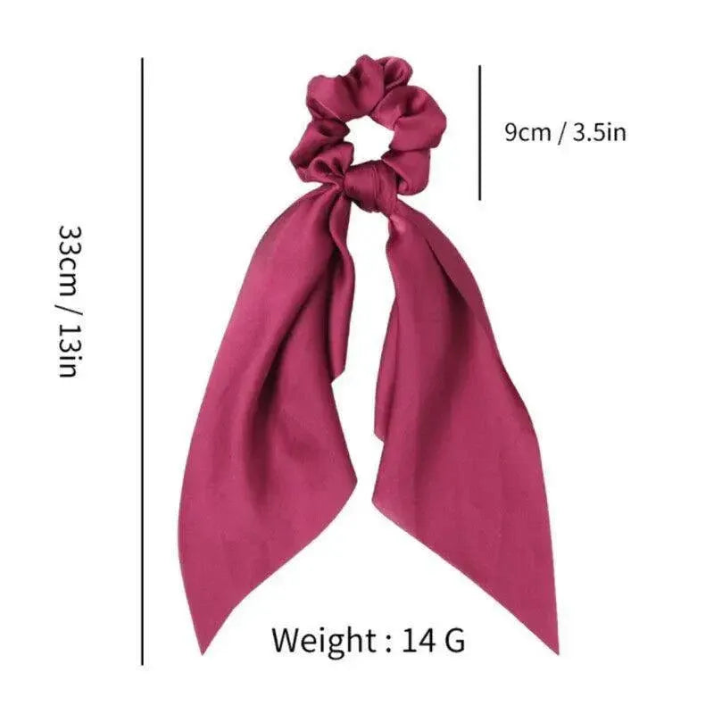 Chiffon Ponytail Scarf Bow Elastic Hair Rope Tie Scrunchies Ribbon Hair Bands - Green