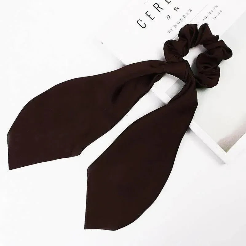 Chiffon Ponytail Scarf Bow Elastic Hair Rope Tie Scrunchies Ribbon Hair Bands - Green