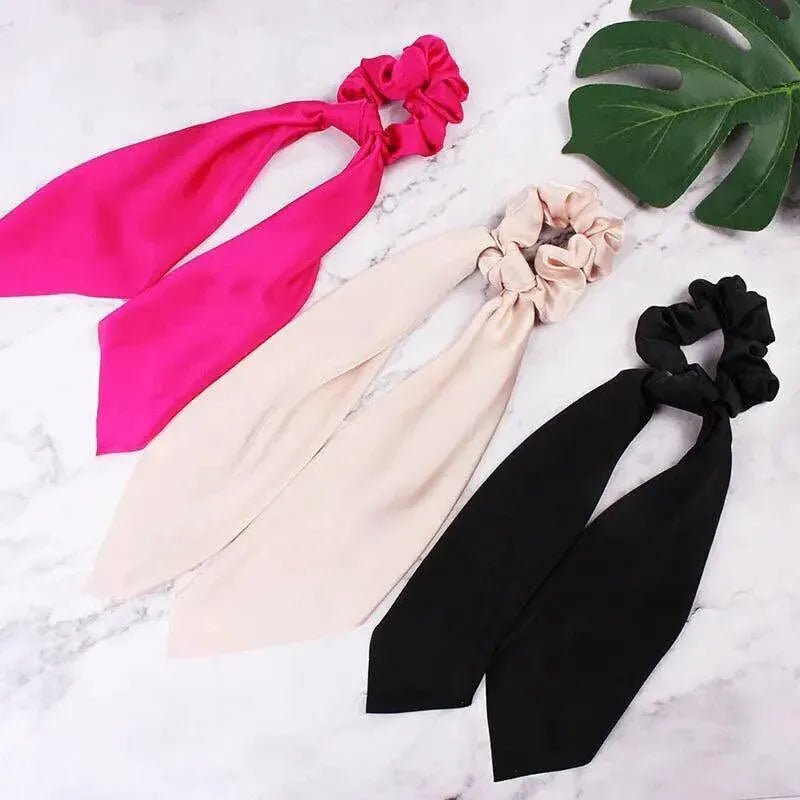 Chiffon Ponytail Scarf Bow Elastic Hair Rope Tie Scrunchies Ribbon Hair Bands - Green
