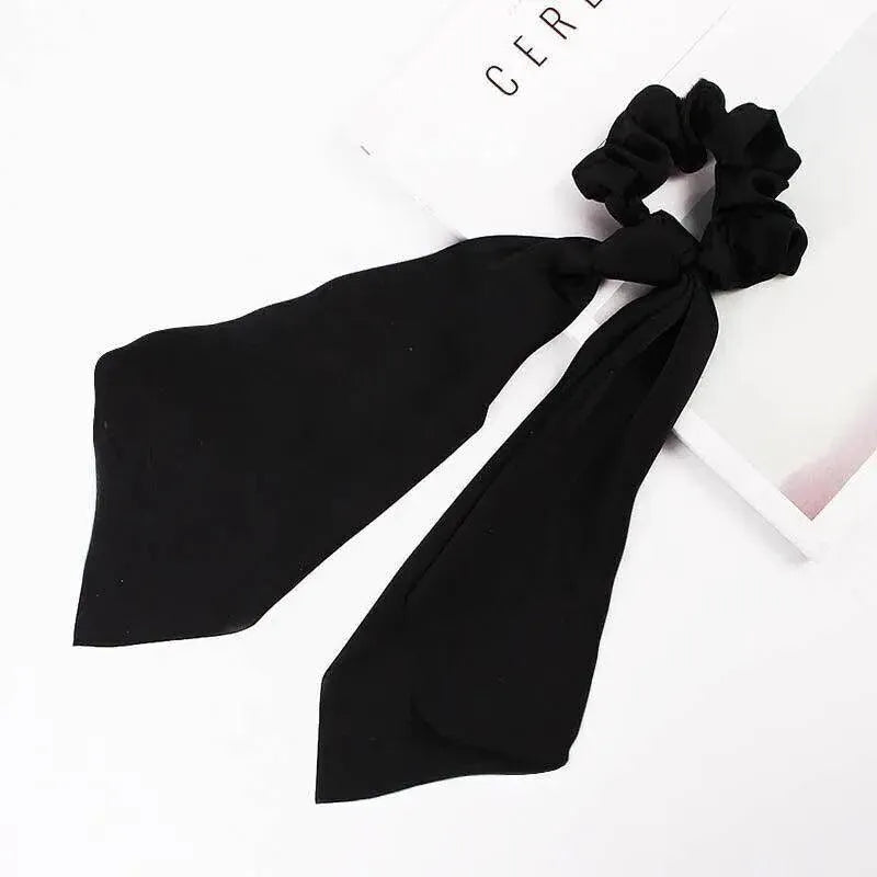 Chiffon Ponytail Scarf Bow Elastic Hair Rope Tie Scrunchies Ribbon Hair Bands - Green