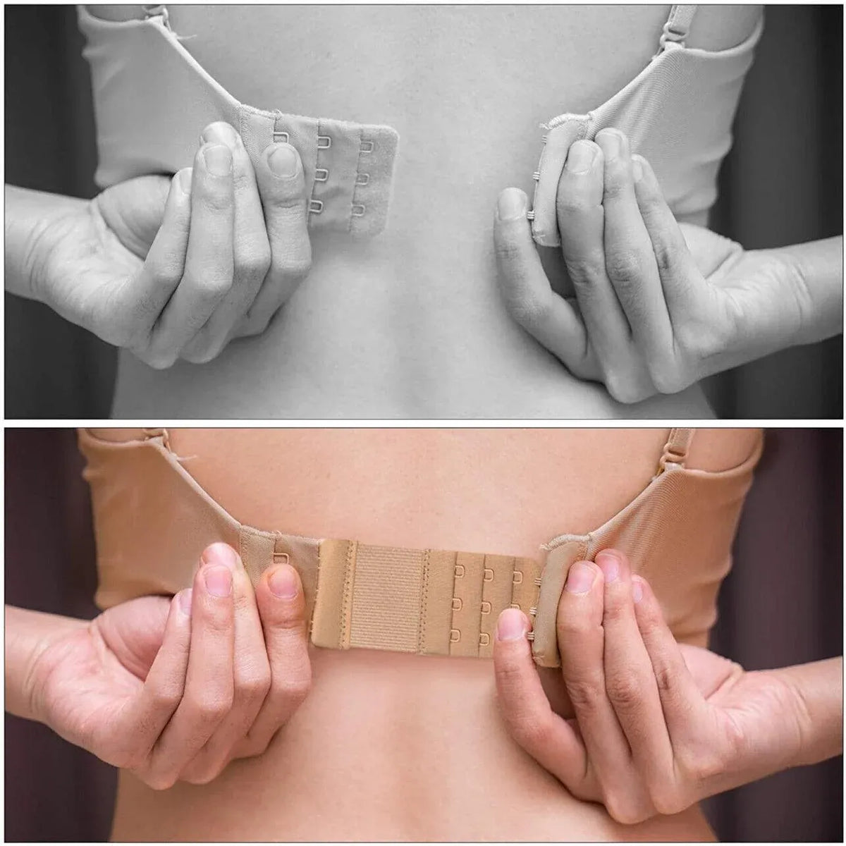 Clip On Bra Extender Extension 4 Hooks Ladies Plus Size Maternity Strap - White
