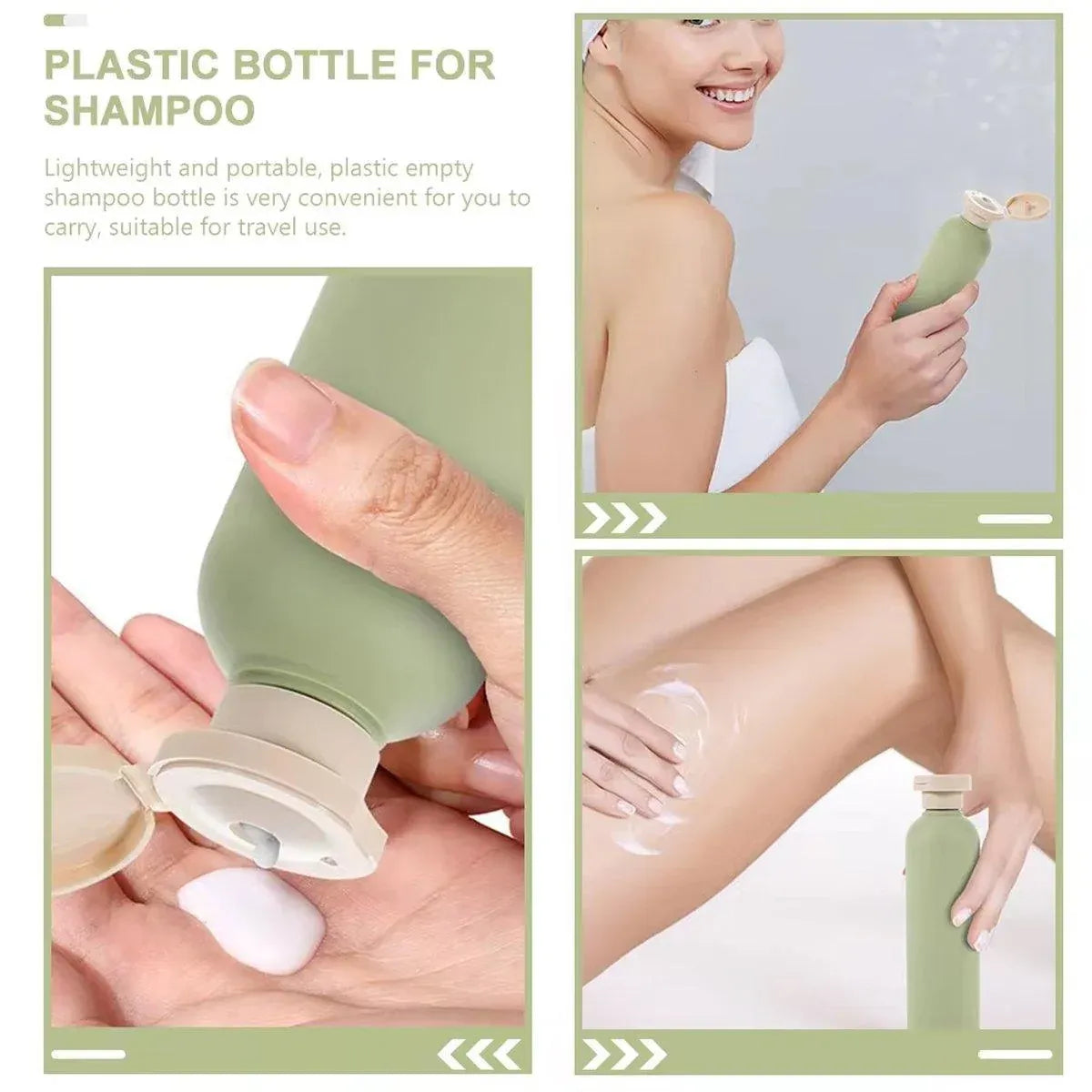 5PCS Green Squeeze Bottles Refillable Plastic Liquid Soap Lotion Travel Use