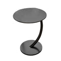 C Shaped Snack Side Table for Sofa Couch Small End Table for Living Room Bedroom - Black-Black