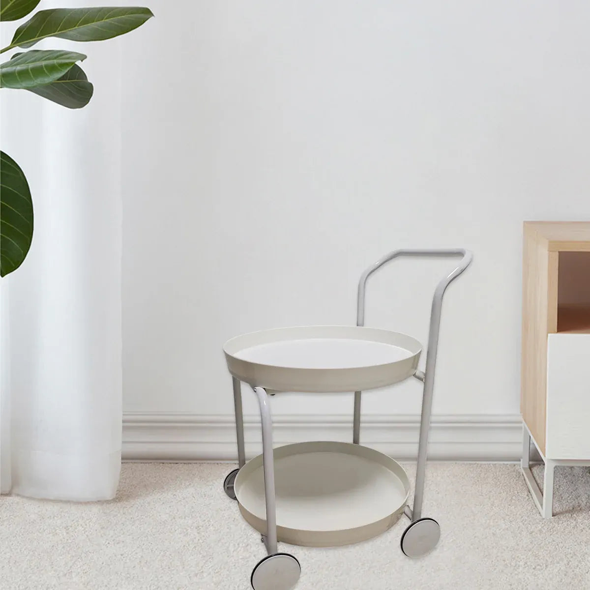 Movable Side Tea Table Armrest Double-Layer Storage For Family Sofa Cart Shelf