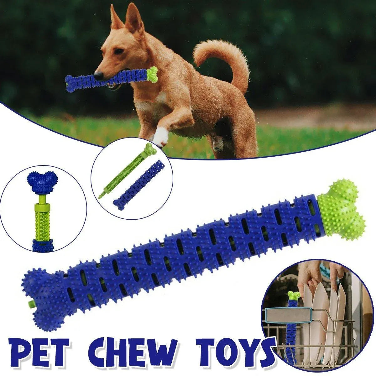 Detachable Rubber Bone-Style Dog Chew Toy - Single, 25 cm