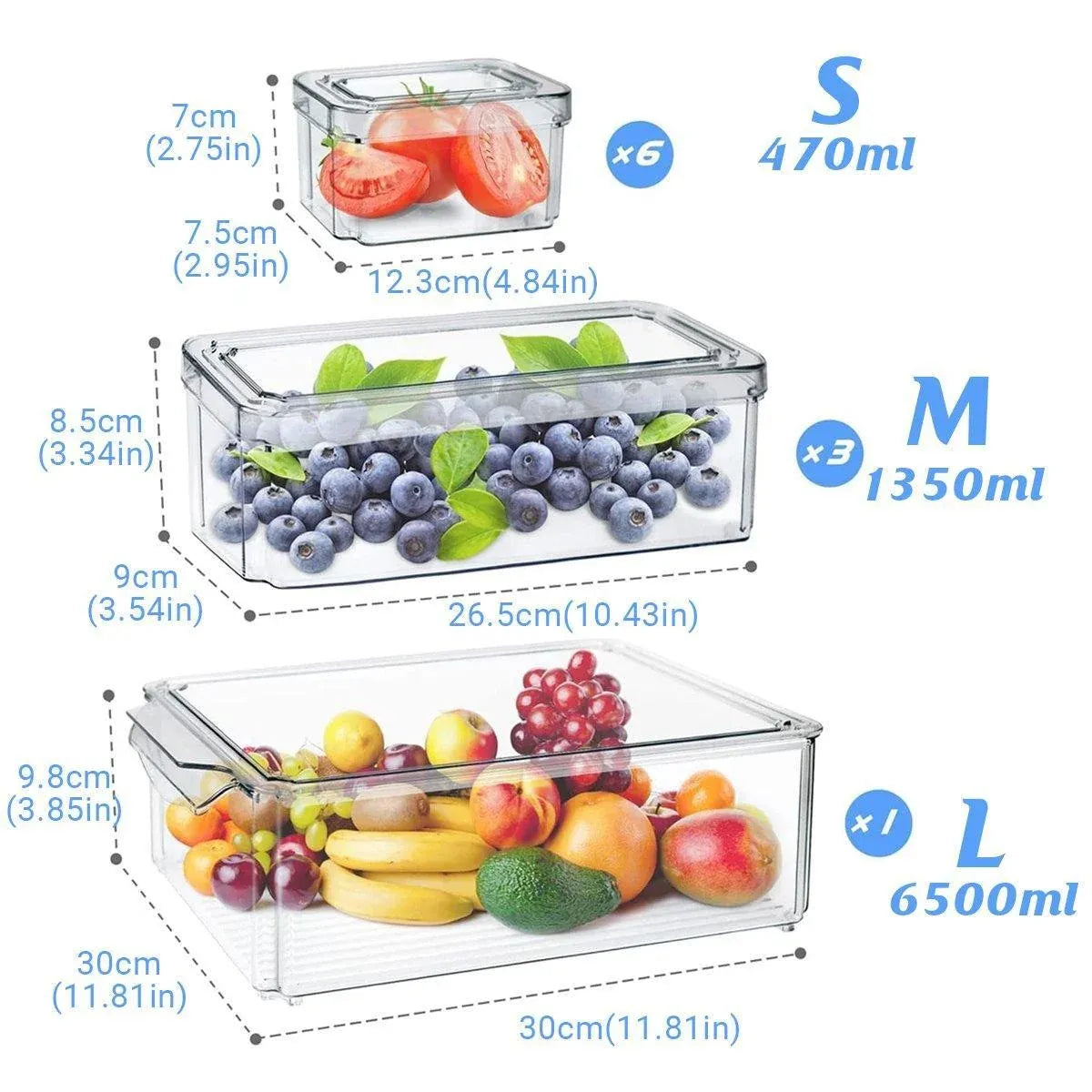 10PCS Clear PET Refrigerator Storage Box Food Grade Fruit Freezer Organizer Set — product image 3