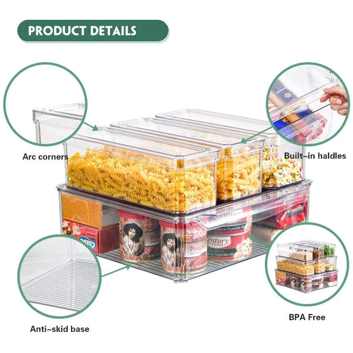 10PCS Clear PET Refrigerator Storage Box Food Grade Fruit Freezer Organizer Set — product image 5