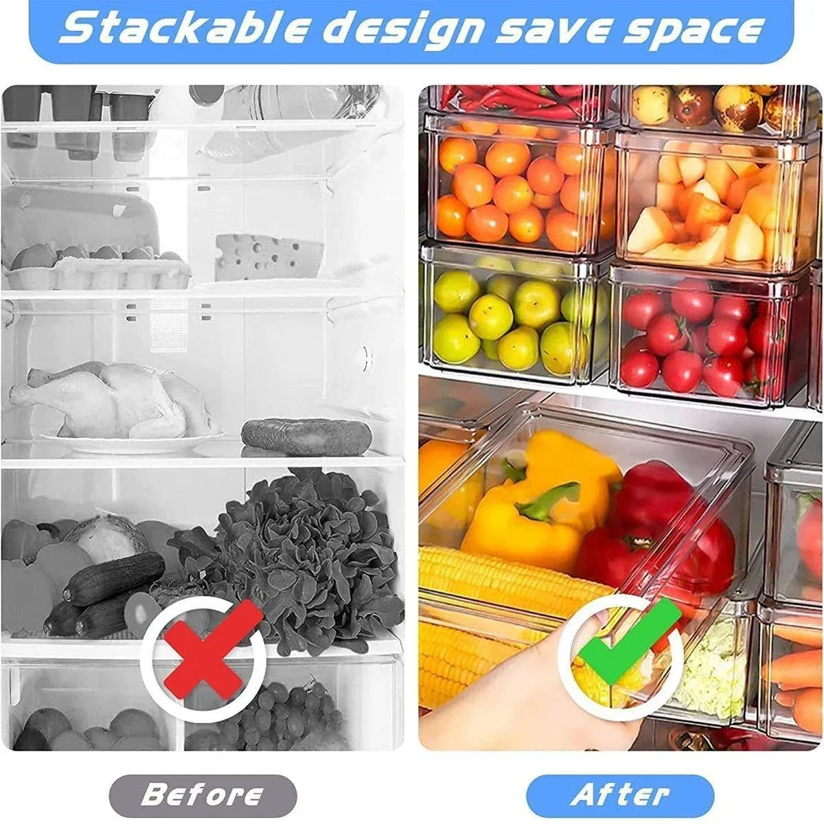 10PCS Clear PET Refrigerator Storage Box Food Grade Fruit Freezer Organizer Set — product image 7