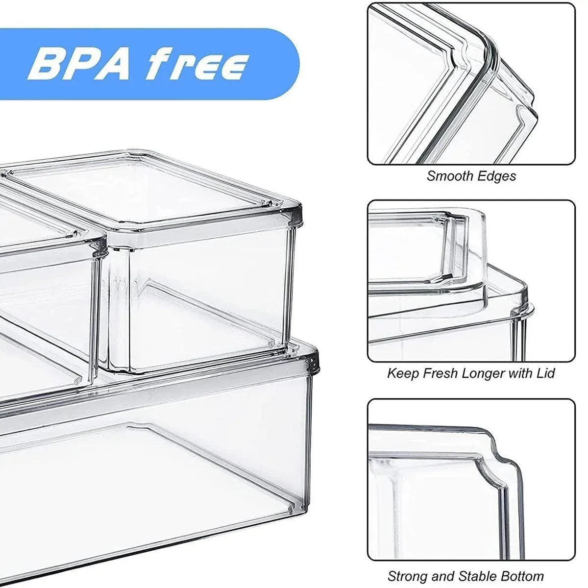 10PCS Clear PET Refrigerator Storage Box Food Grade Fruit Freezer Organizer Set — product image 8
