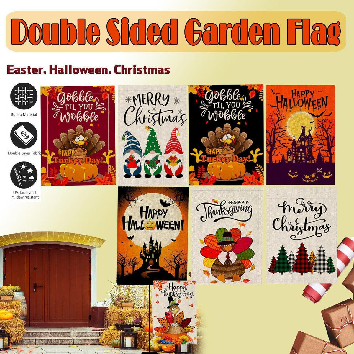 Christmas Garden Flag Double Sided Outdoor - Christmas1