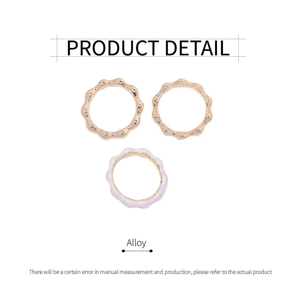 Painted Oil Round Irregular Simple Three-piece Ring