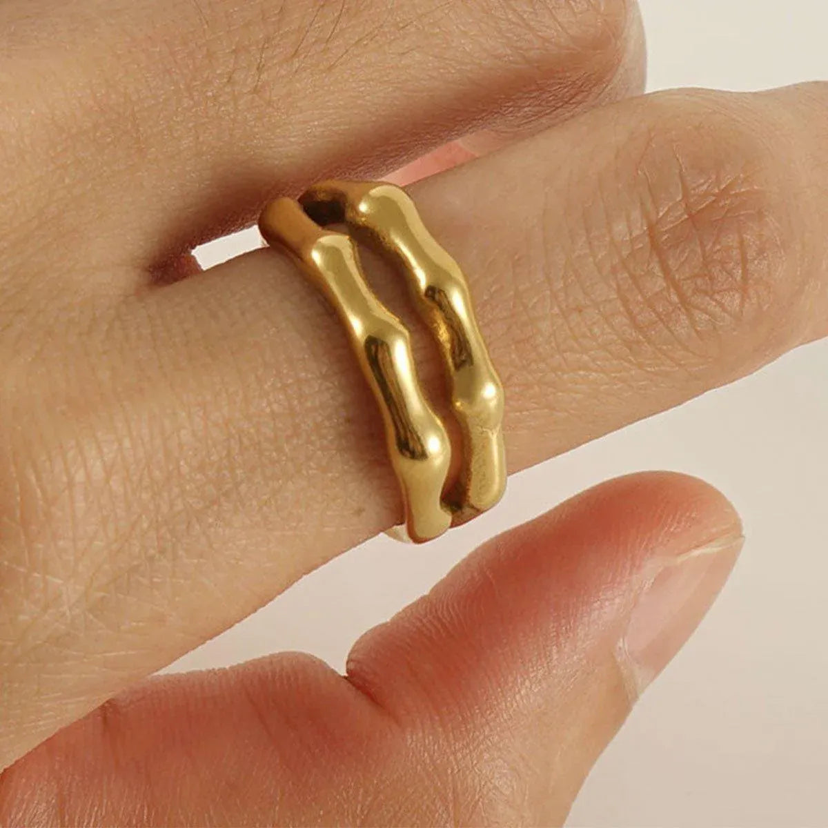 Painted Oil Round Irregular Simple Three-piece Ring