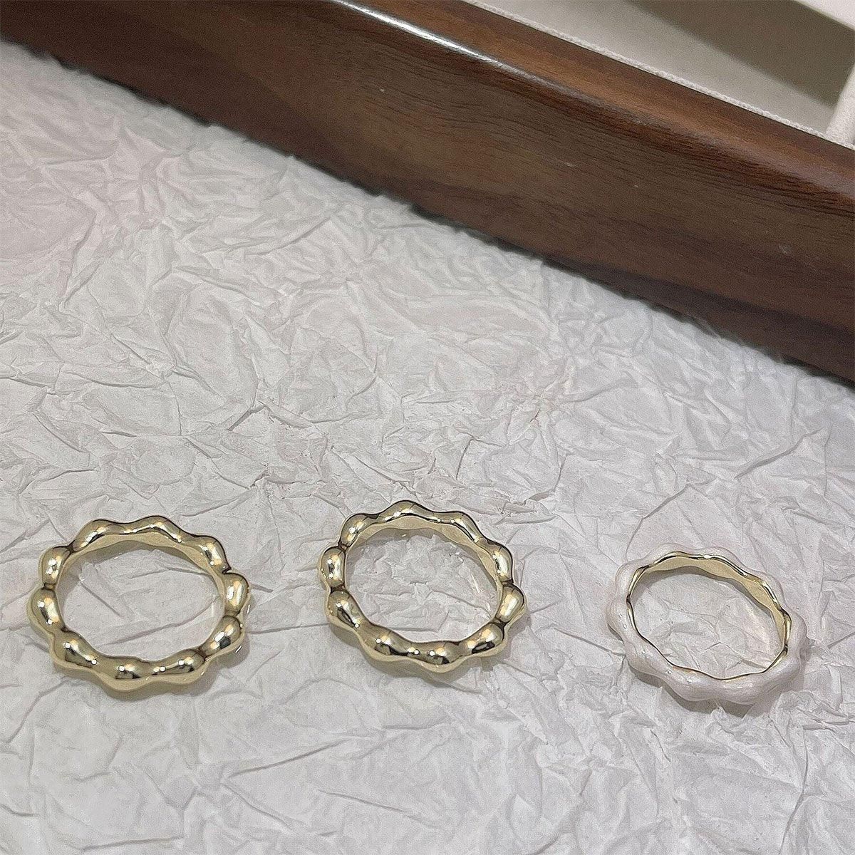 Painted Oil Round Irregular Simple Three-piece Ring