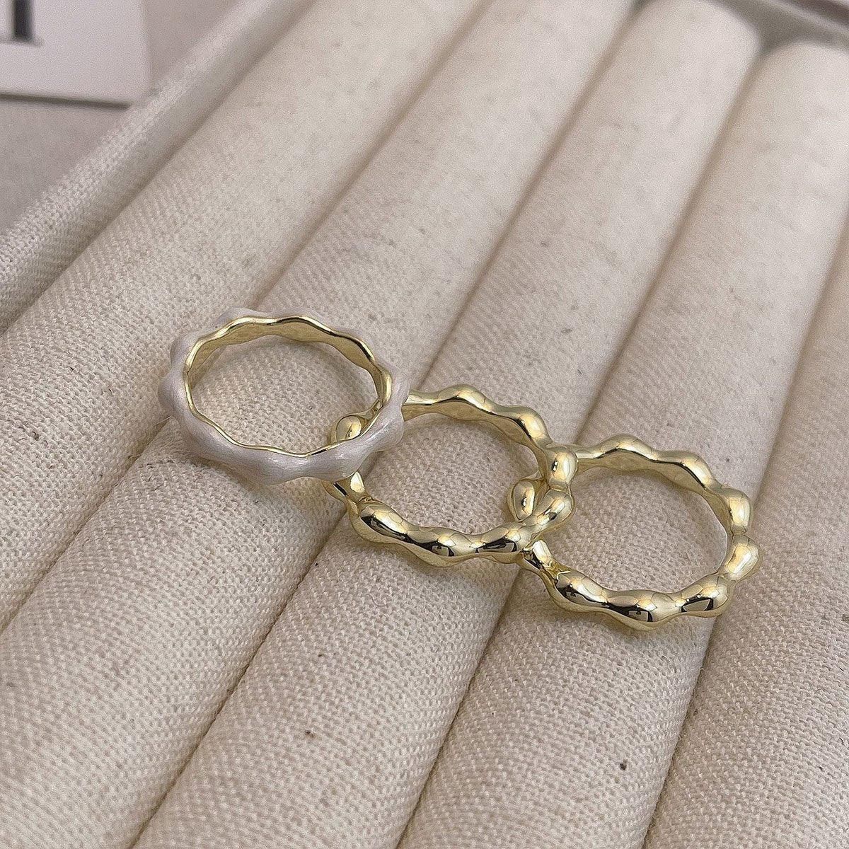 Painted Oil Round Irregular Simple Three-piece Ring
