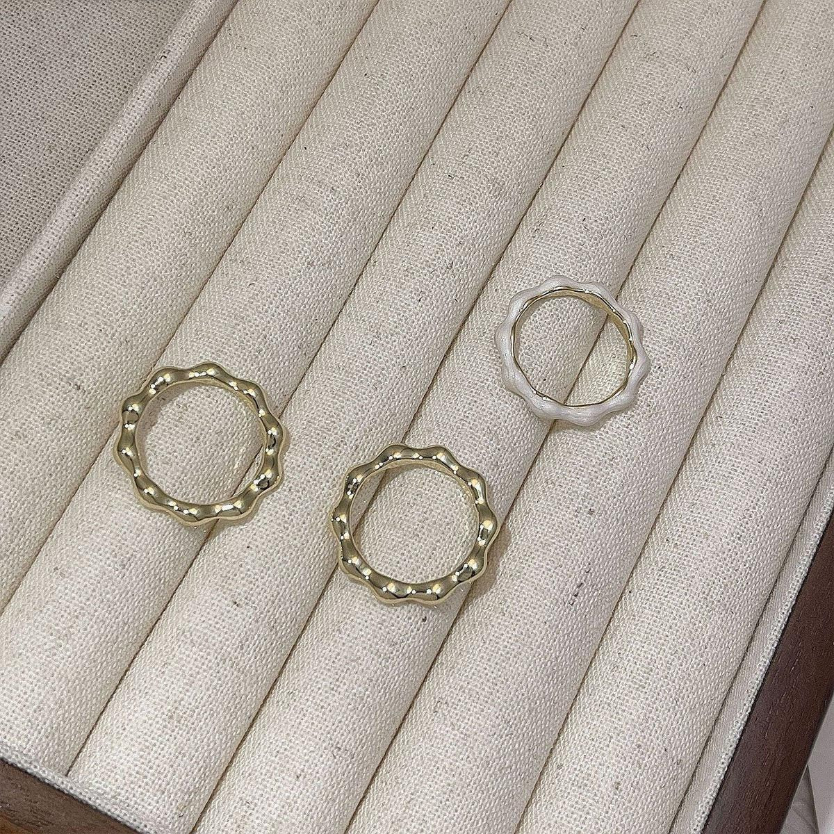 Painted Oil Round Irregular Simple Three-piece Ring