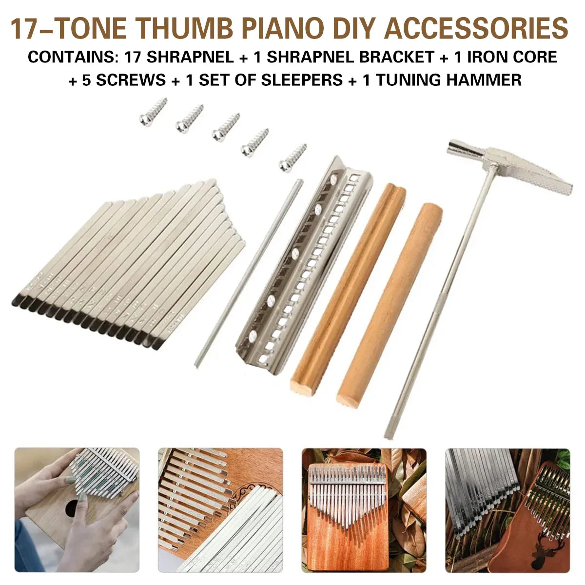 17-Tone Keyboard Set with Soundboard and Tuning Hammer for Musical Instrument — product image 4