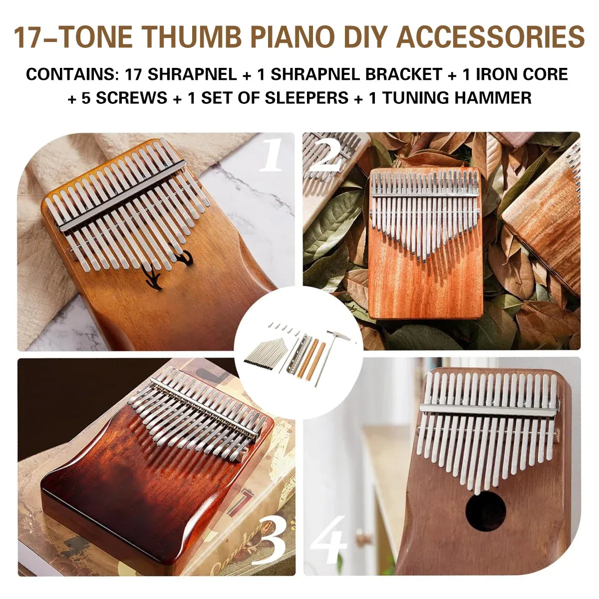 17-Tone Keyboard Set with Soundboard and Tuning Hammer for Musical Instrument — product image 5