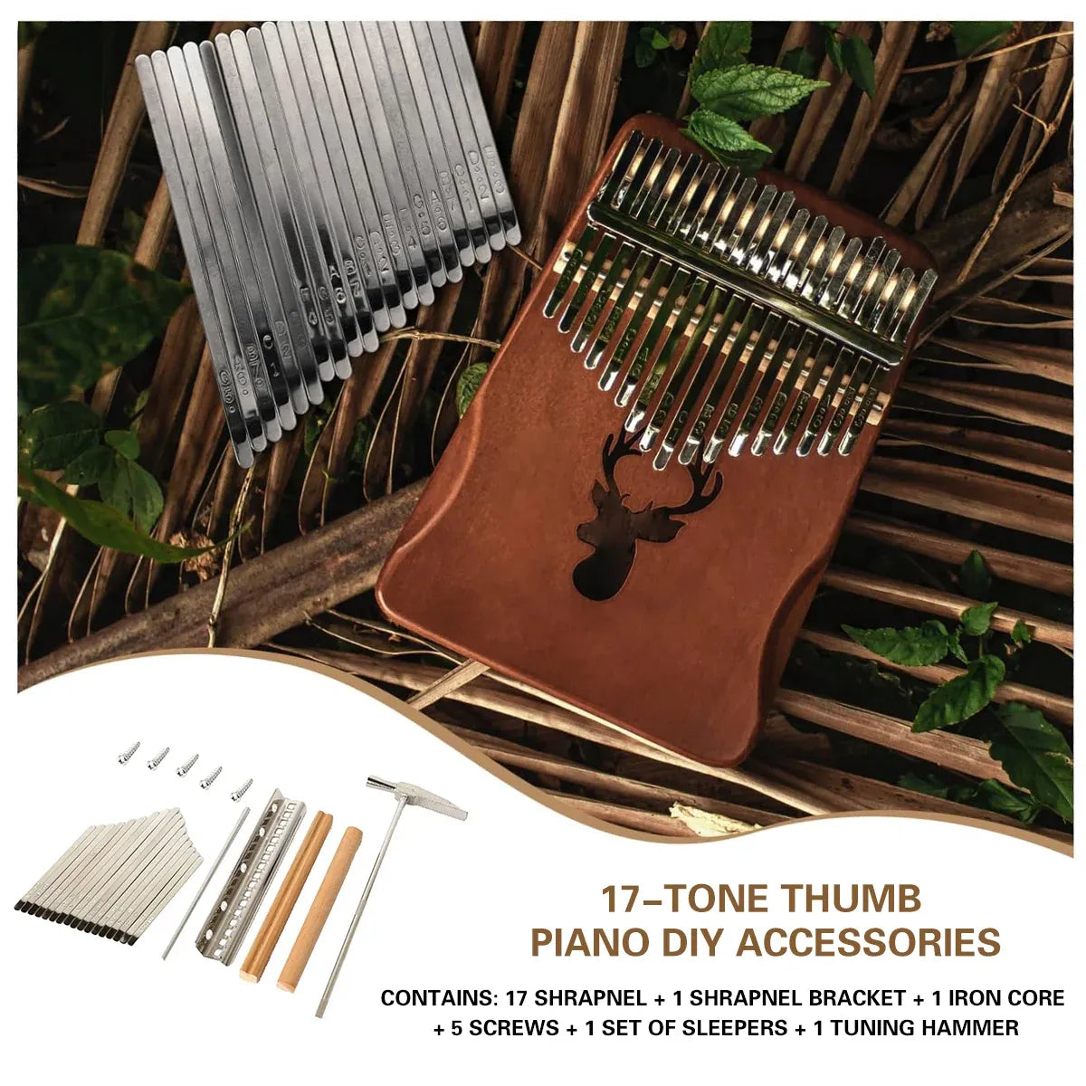 17-Tone Keyboard Set with Soundboard and Tuning Hammer for Musical Instrument — product image 8