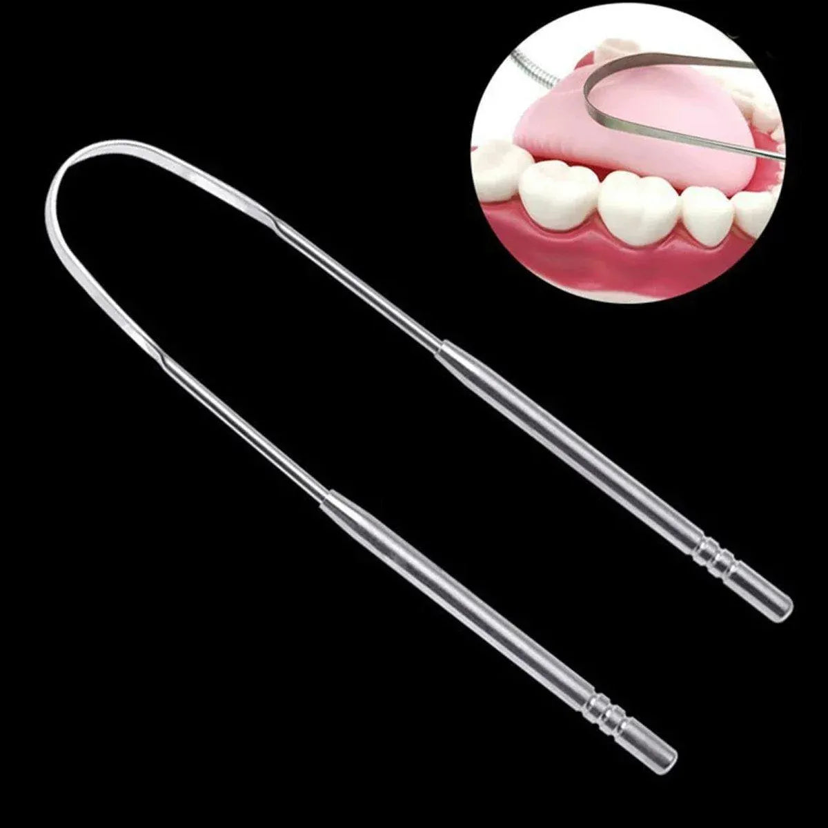 2pcs Stainless Steel Tongue Scraper Oral Tools Tongue Coating Cleaner Device