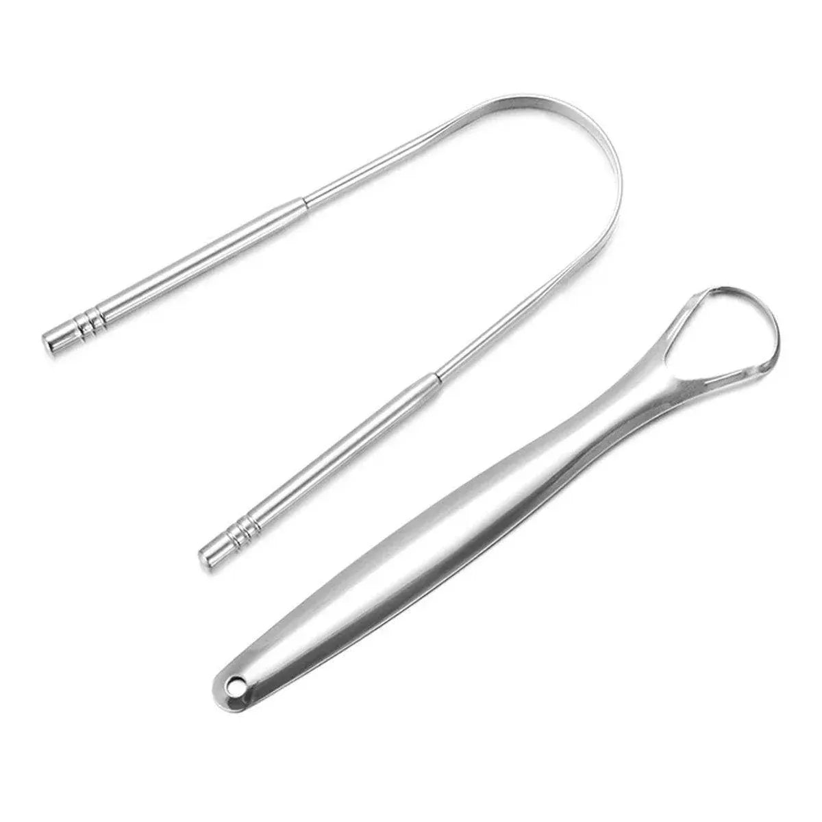 2pcs Stainless Steel Tongue Scraper Oral Tools Tongue Coating Cleaner Device