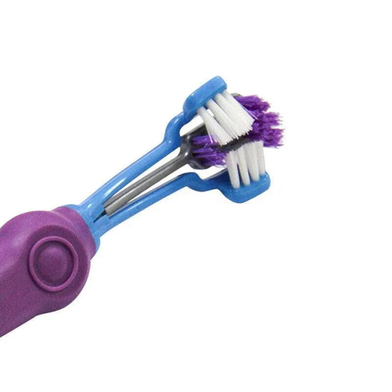 Three-Sided Pet Toothbrush for Dogs & Cats - Green, 17 cm