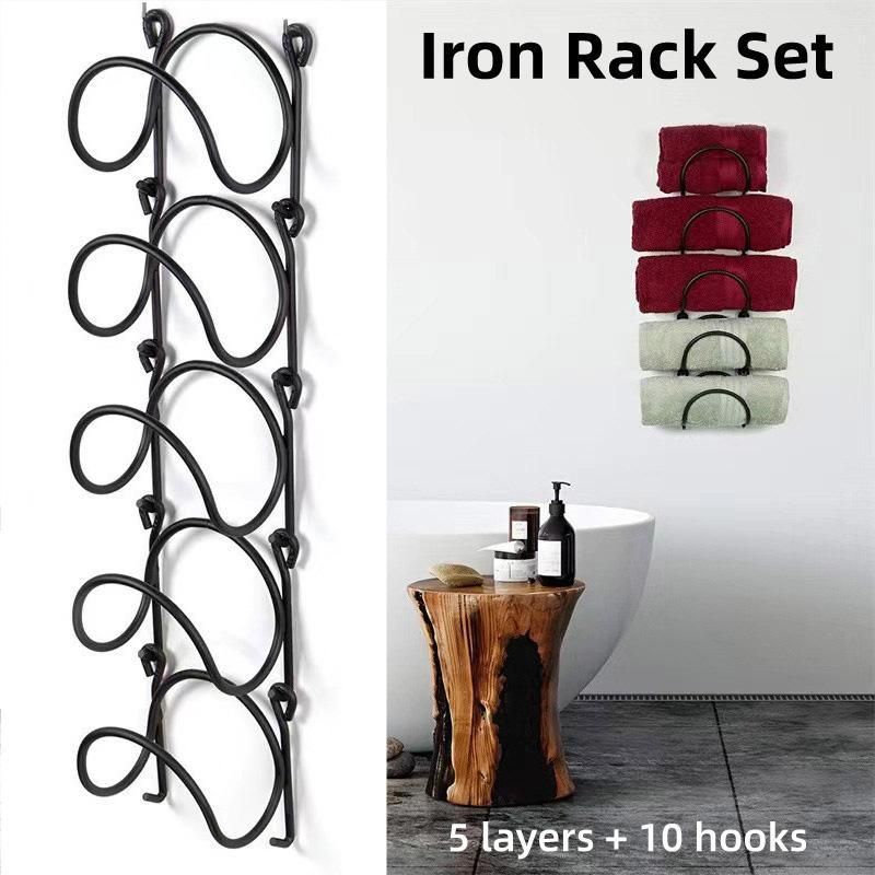 Multifunctional Wall Mounted Bathroom Storage Rack Multi Layer Towel and Wine — product image 1 of 13
