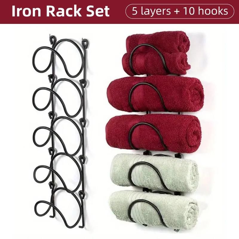 Multifunctional Wall Mounted Bathroom Storage Rack Multi Layer Towel and Wine — product image 13 of 13