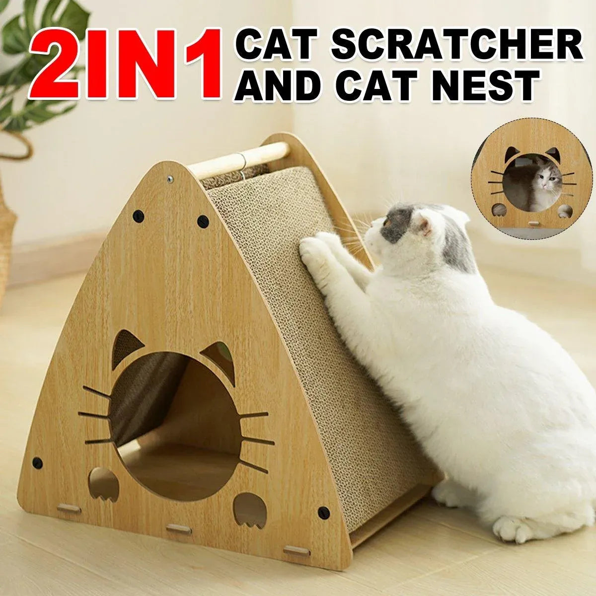 Triangular Cat Scratching House & Hideaway - 45.7 cm