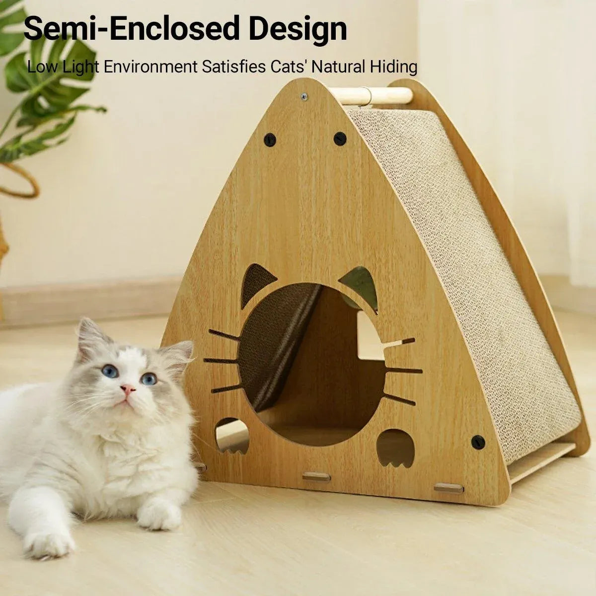 Triangular Cat Scratching House & Hideaway - 45.7 cm
