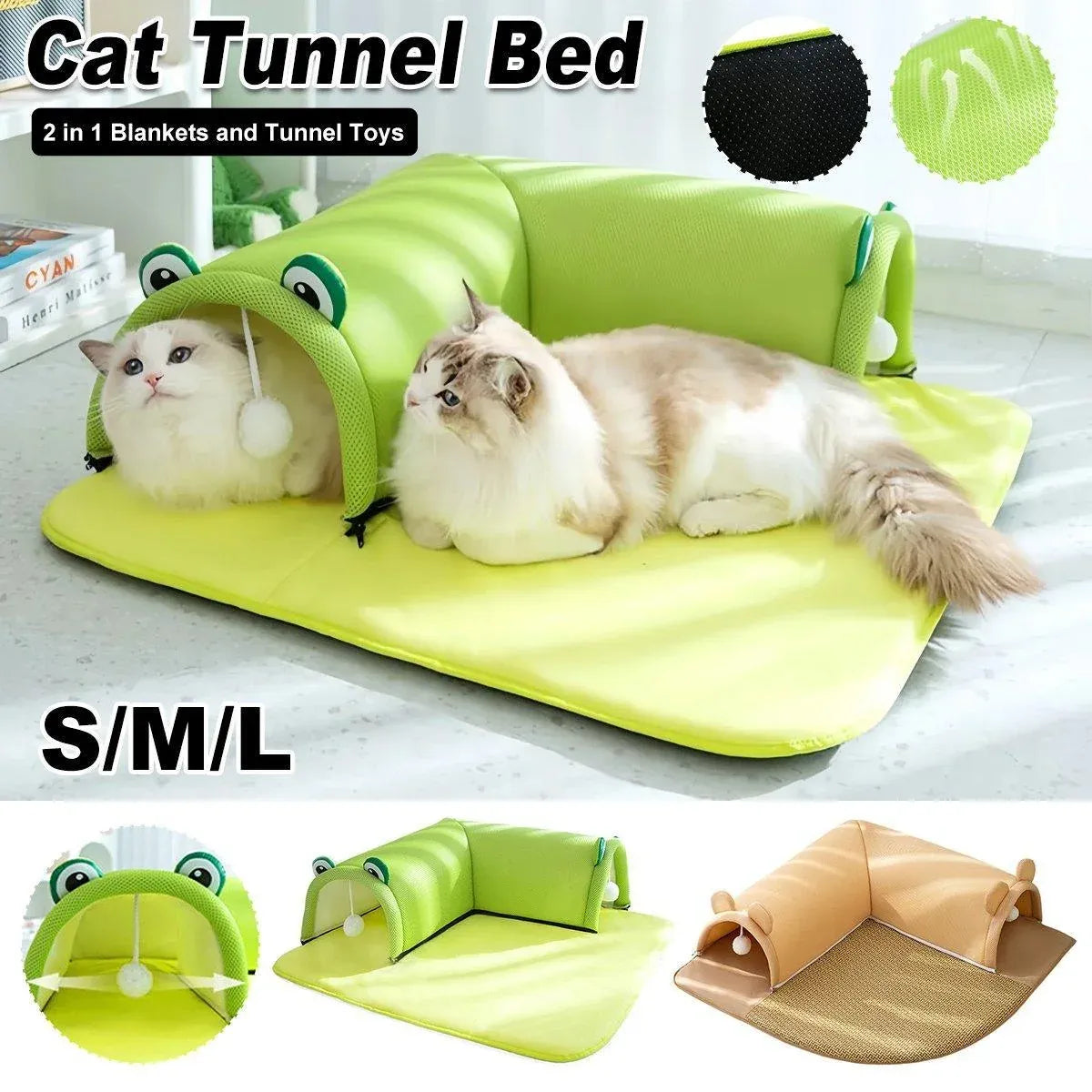 Detachable Cat Tunnel Nest Bed - Brown, Large, 70 × 70 cm - product photo 2 of 15
