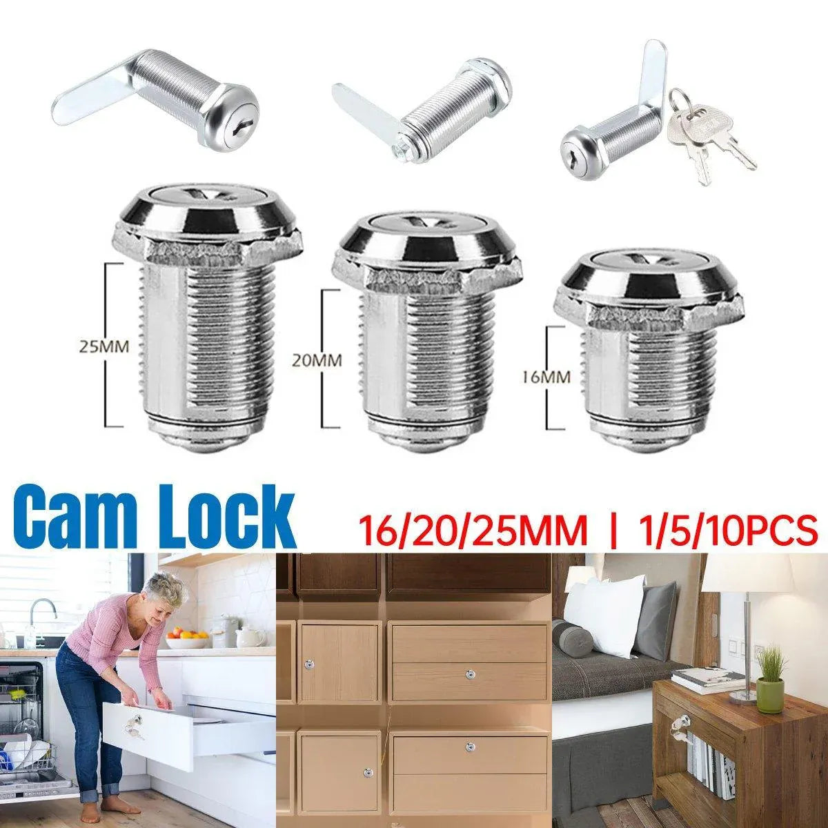1/5/10pcs File Cabinet Drawer Milk Box Swivel Lock Small Round Security Lock - 16mm-1PC