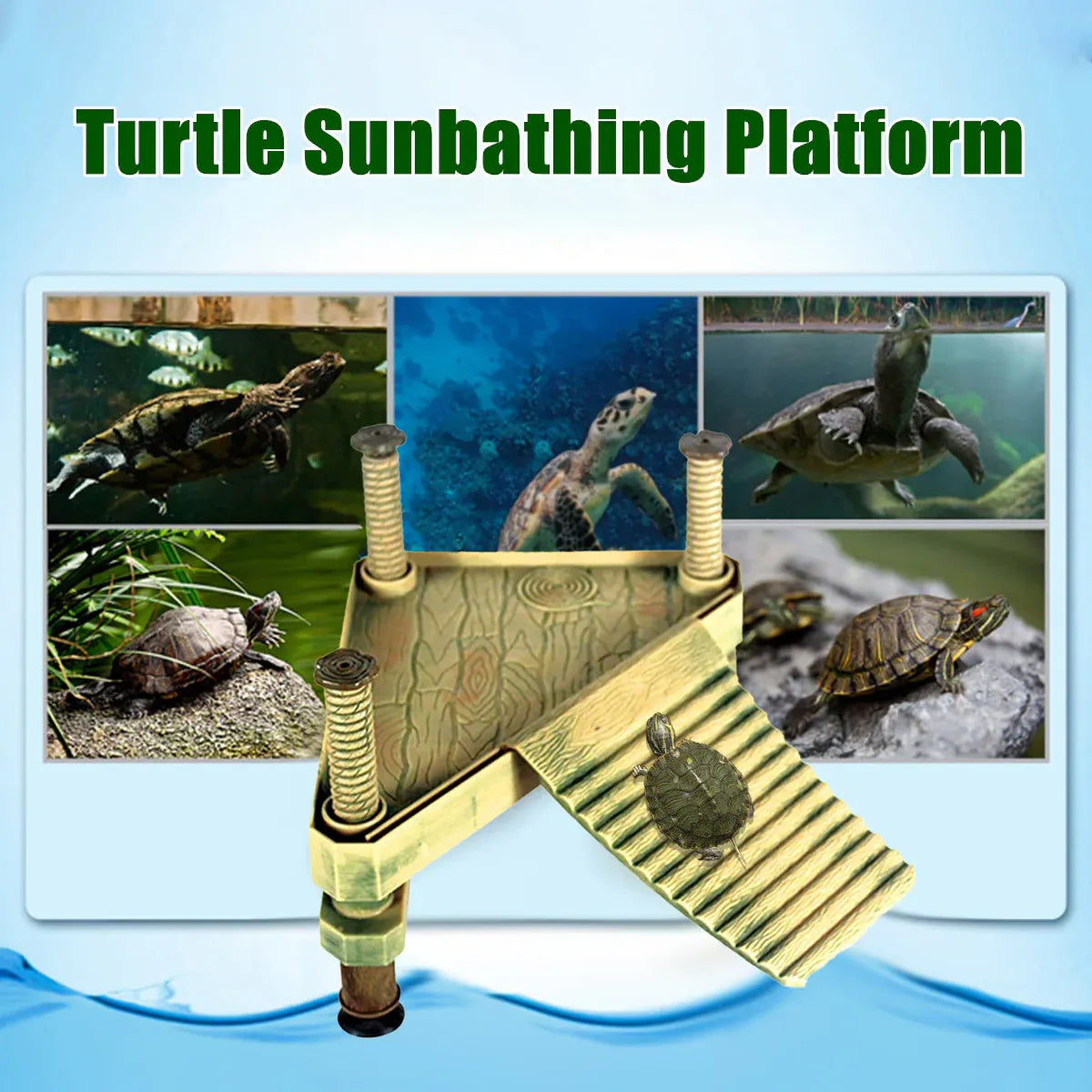 Floating Turtle Basking Platform with Climbing Ramp - Green
