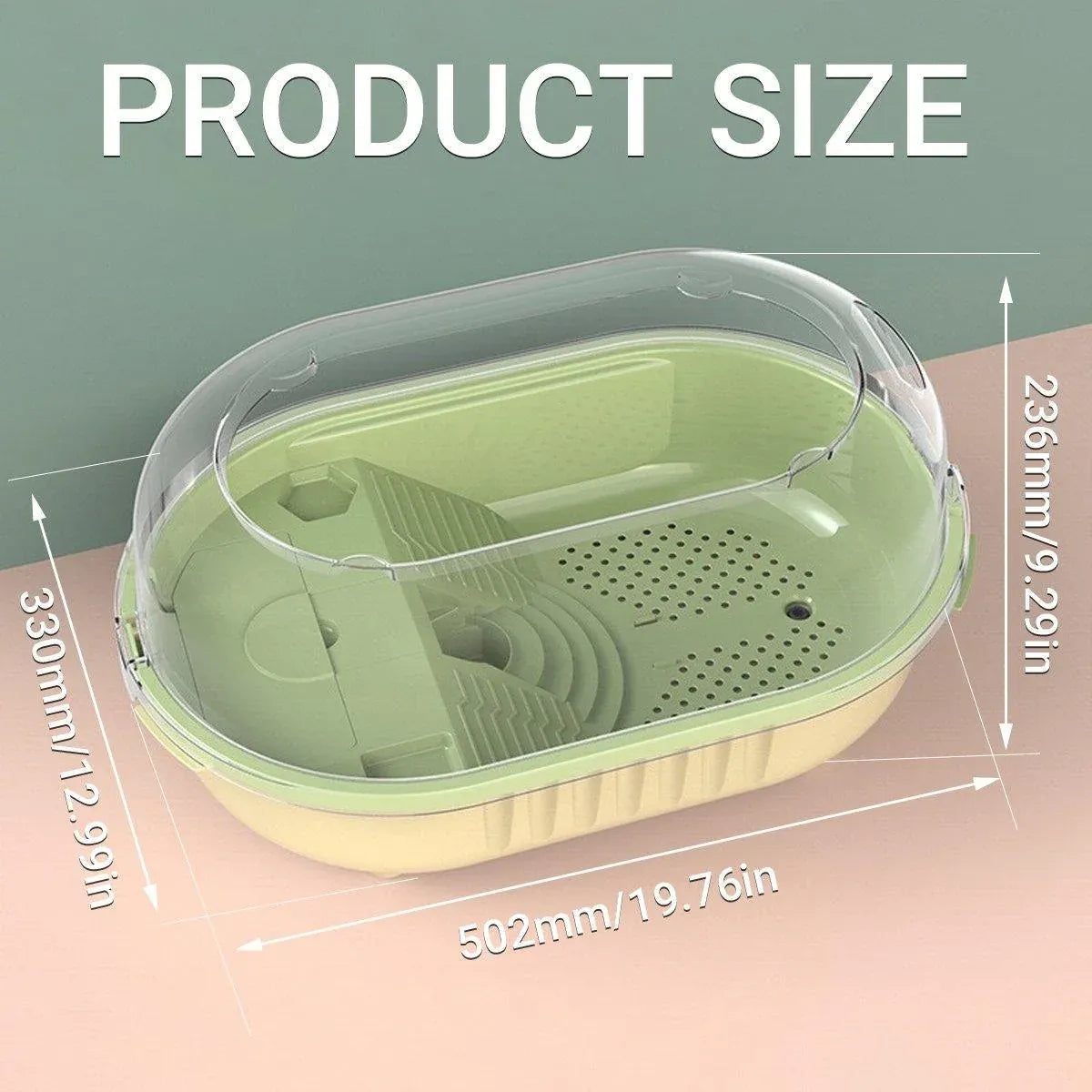 Plastic Turtle Viewing & Feeding Tank - Green, 50.2 × 33 × 23.6 cm