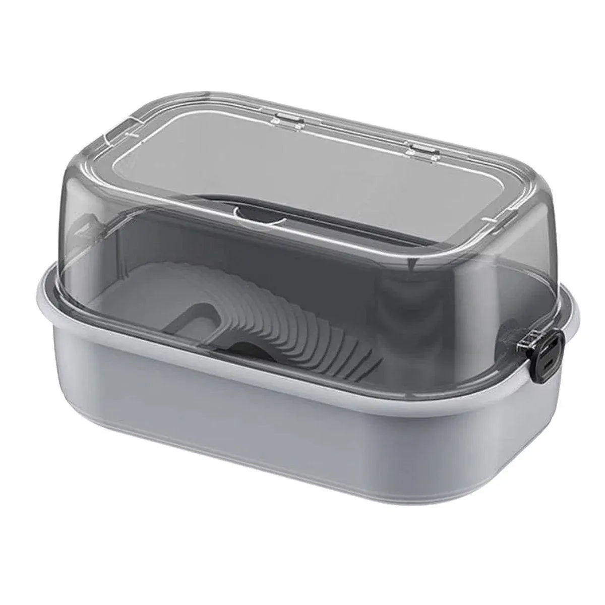 Portable Turtle Habitat with Feeding & Basking Areas - Grey, 44.5 cm