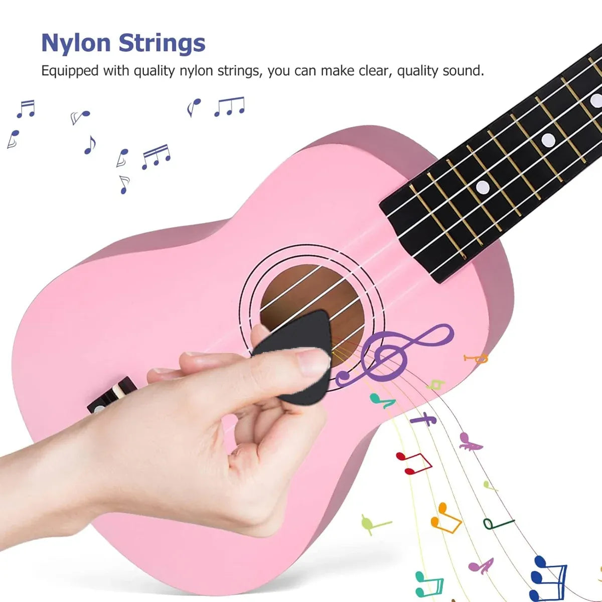 21 Inch Ukulele Beginner 4 String Small Guitar Easy To Learn Clear Sound Use - Pink — product image 11