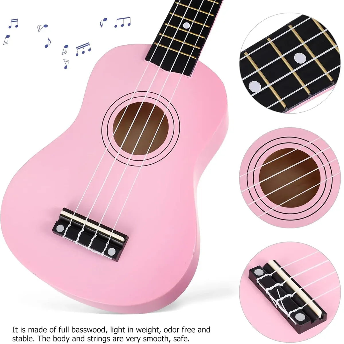 21 Inch Ukulele Beginner 4 String Small Guitar Easy To Learn Clear Sound Use - Pink — product image 12