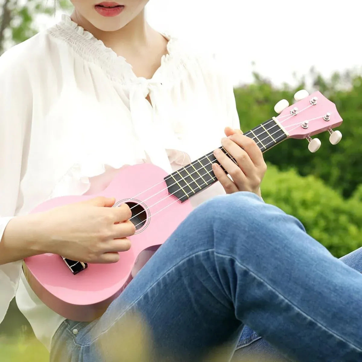 21 Inch Ukulele Beginner 4 String Small Guitar Easy To Learn Clear Sound Use - Pink — product image 13