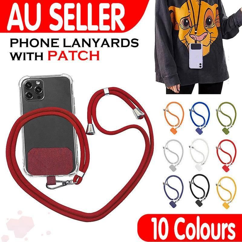 Adjustable Phone Lanyard with Patch for Most Cases Neck Strap Holder - Wine Red — product photo 2
