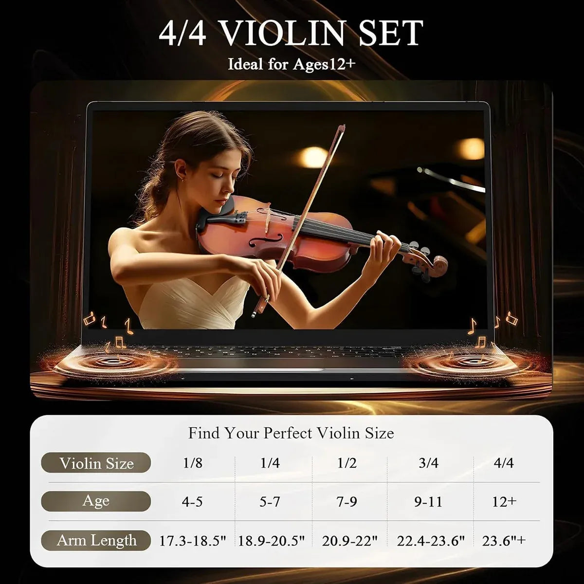 Beginner Violin 4/4 Set Durable Linden Wood for Kids Adults Learning — product image 9