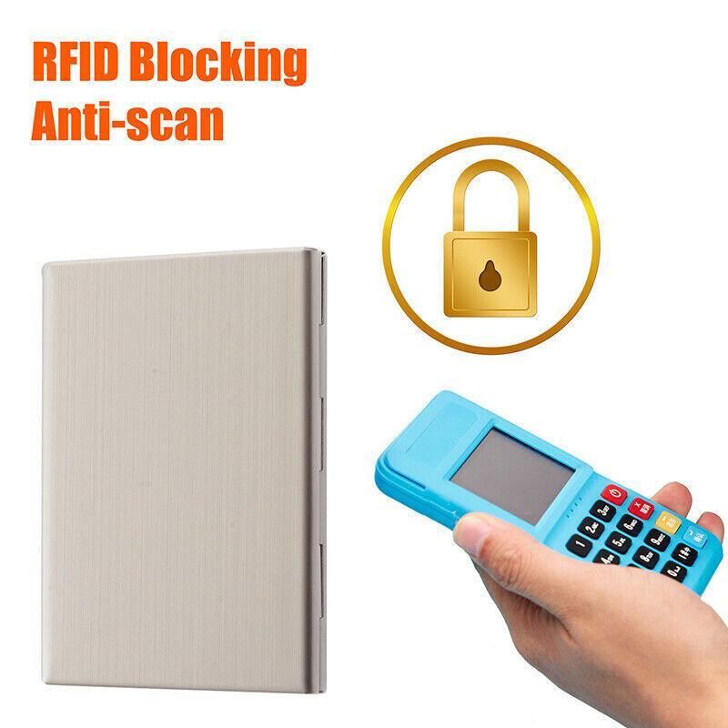 Rfid Blocking Stainless Slim Wallet Id Credit Card Holder Case Protector Purse - Silver