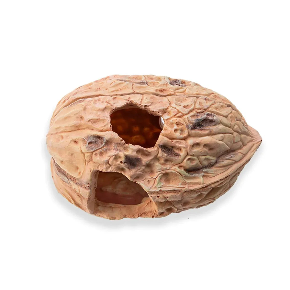Walnut-Shaped Resin Reptile Habitat Hide & Climbing Decor, 18 cm
