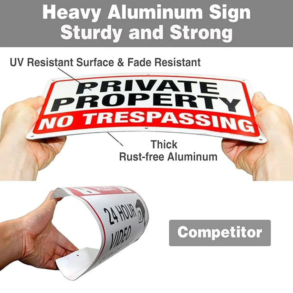 4PCS Reflective Surveillance Warning Signs Metal Security Camera Notice Durable