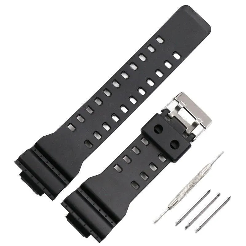 16mm TPU Watch Strap Compatible with G Series GA100 G8900 GW8900 with Tool Pins - Black