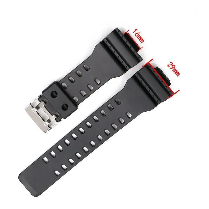 16mm TPU Watch Strap Compatible with G Series GA100 G8900 GW8900 with Tool Pins - Black