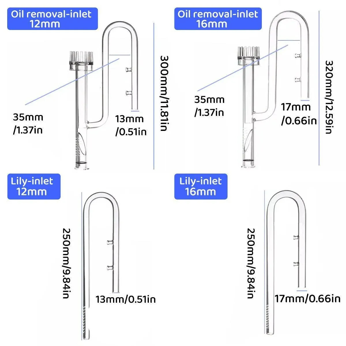 Glass Aquarium Lily-Style Inlet Pipe – 16 mm - product image 5 of 15