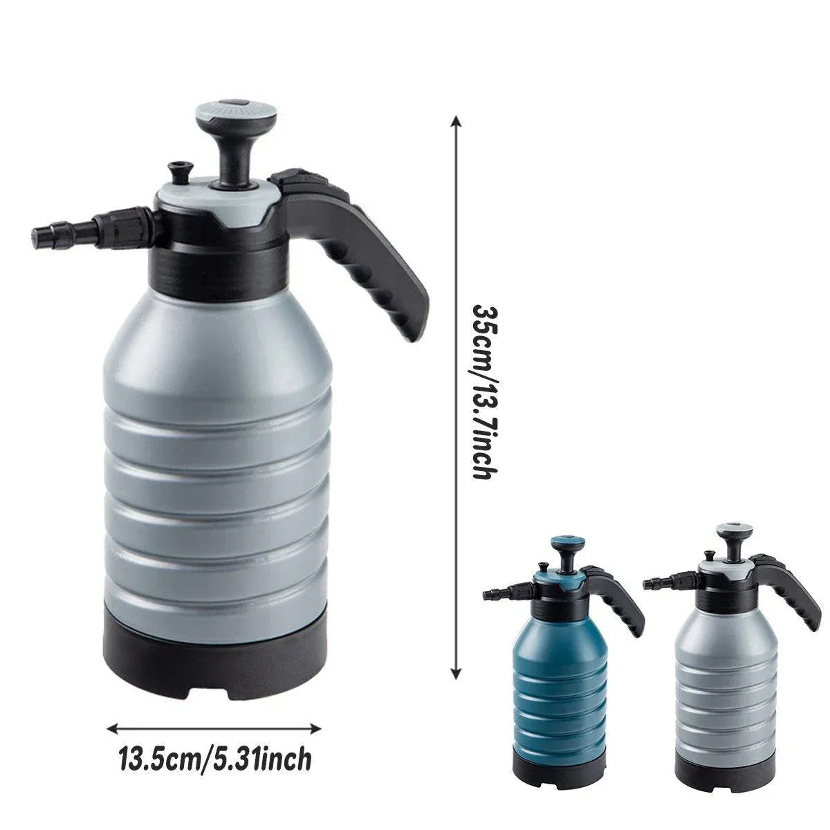 Pressure Pump Spray Bottle 2L Easy Pump Adjustable Nozzle Garden Watering Flower - Grey